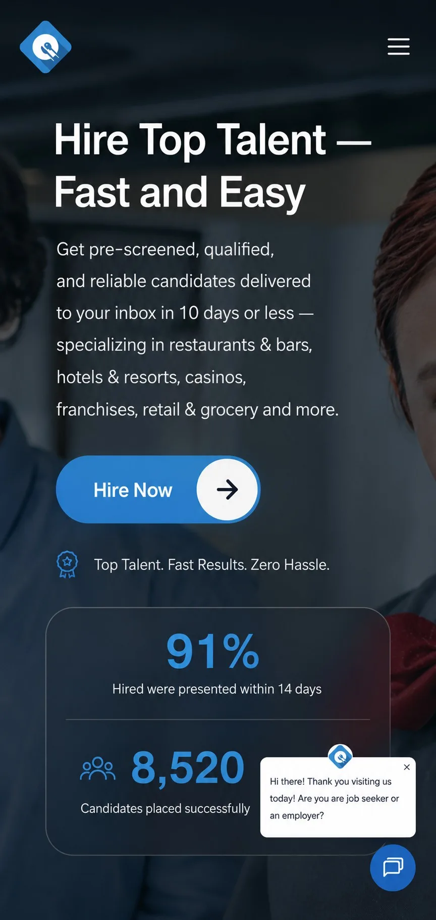 Hiring platform — mobile screen